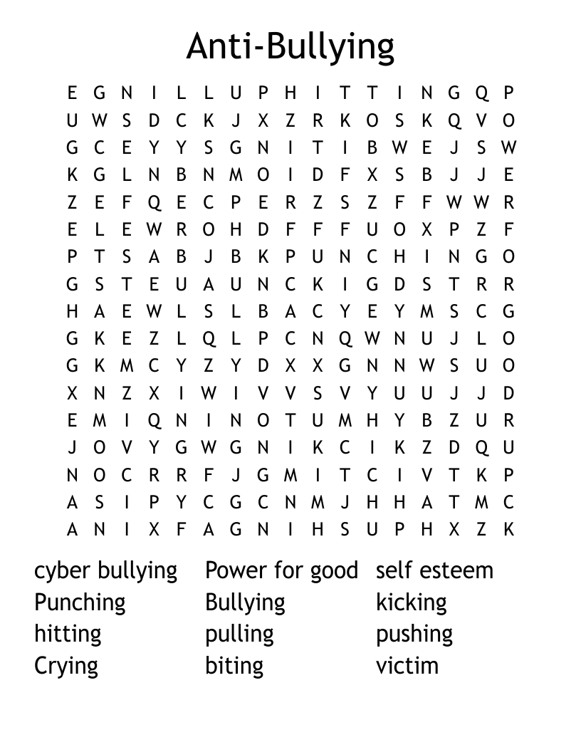 Anti-Bullying Word Search