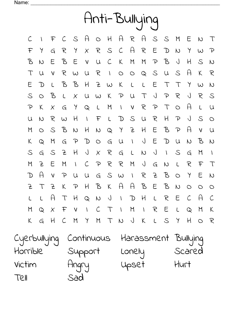 Anti-Bullying Word Search