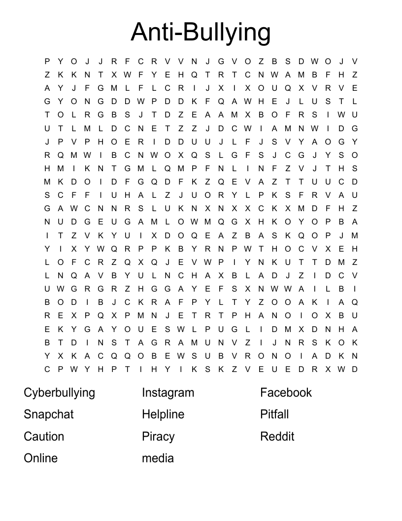 Anti-Bullying Word Search