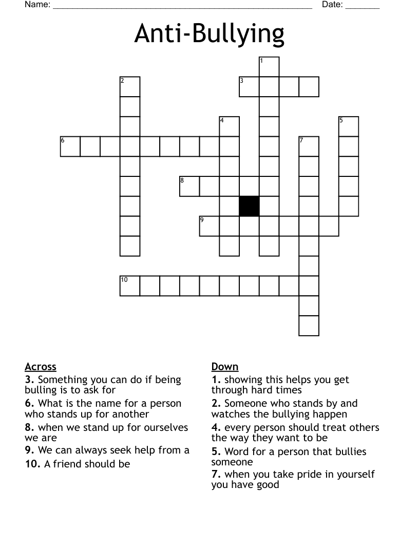 Anti-Bullying Crossword