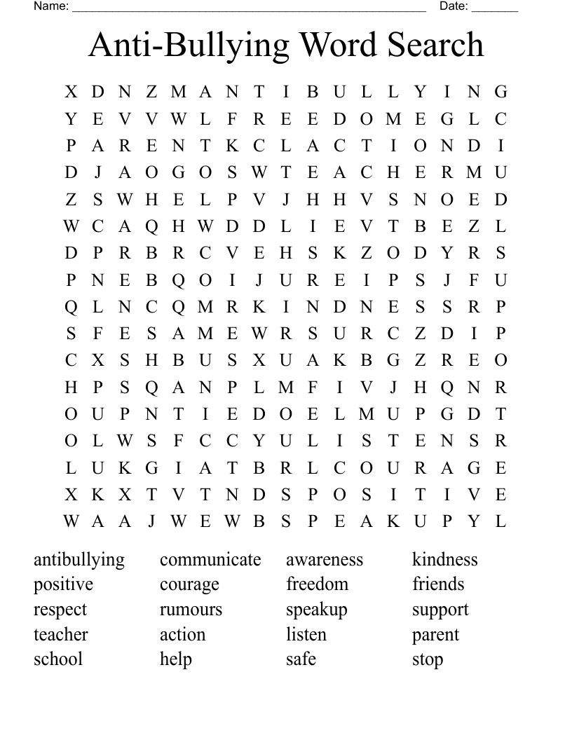 Anti-Bullying Word Search