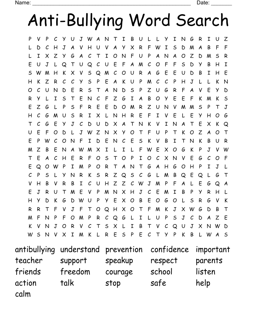 Anti-Bullying Word Search
