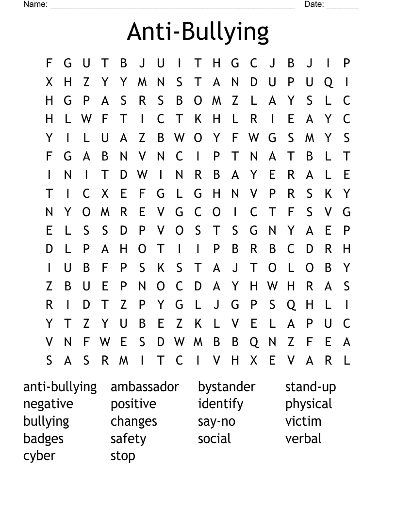 Anti-Bullying  Word Search