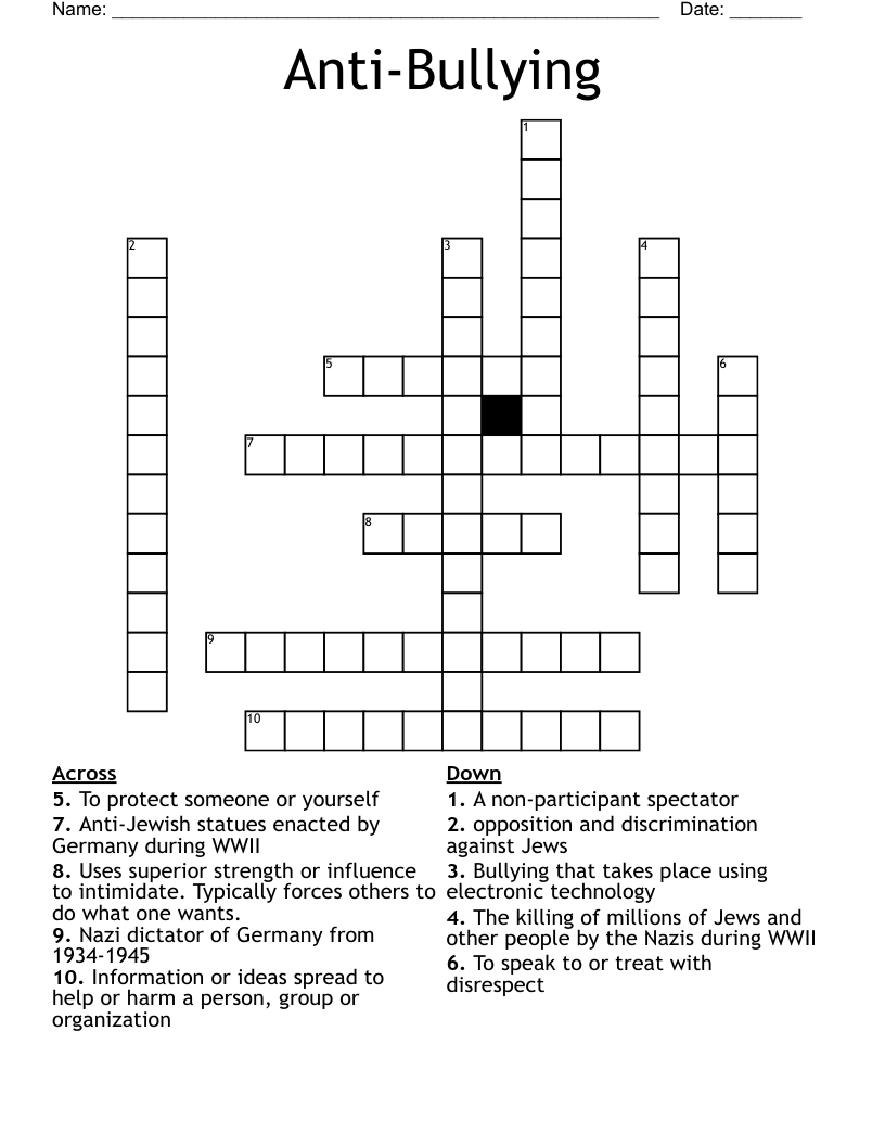 Anti-Bullying  Crossword