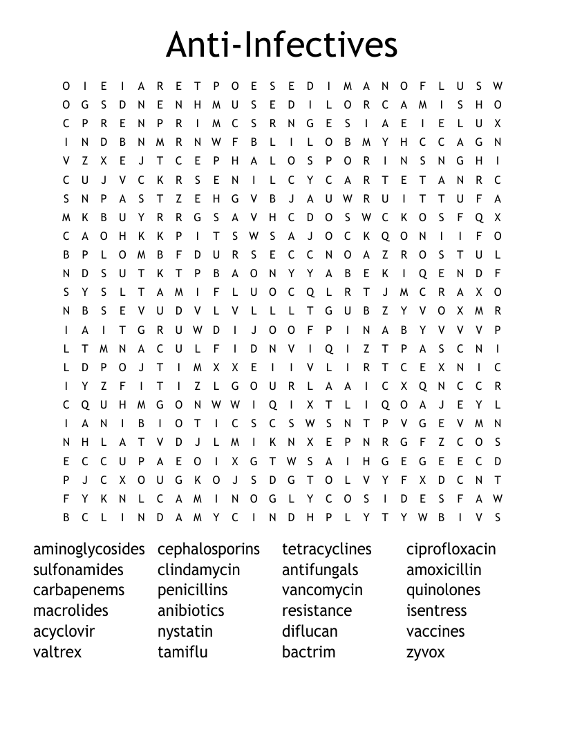 Anti-Infectives Word Search