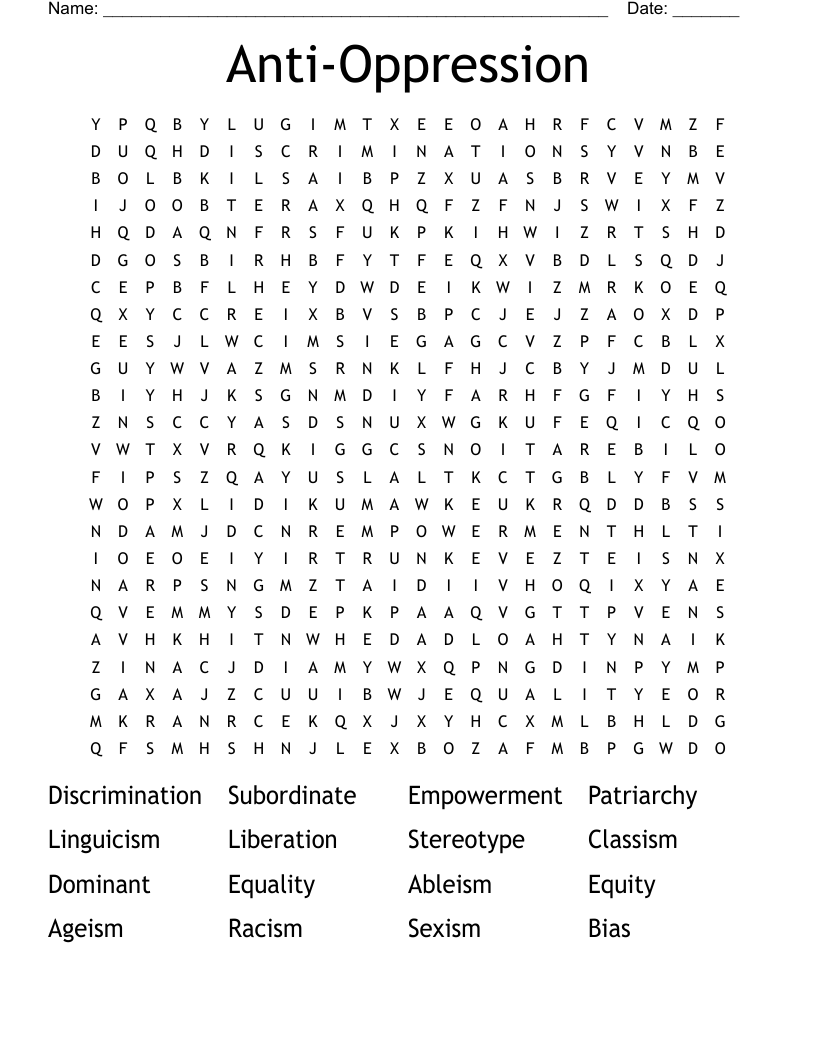 Anti-Oppression Word Search