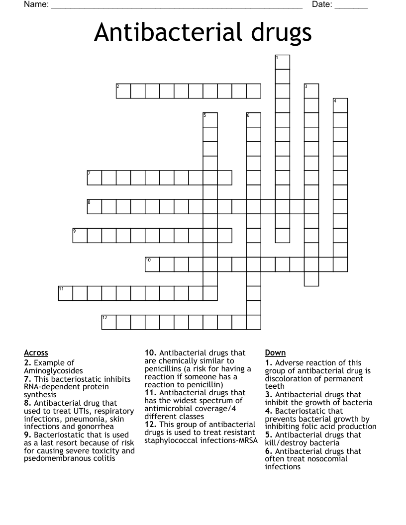 Antibacterial drugs Crossword