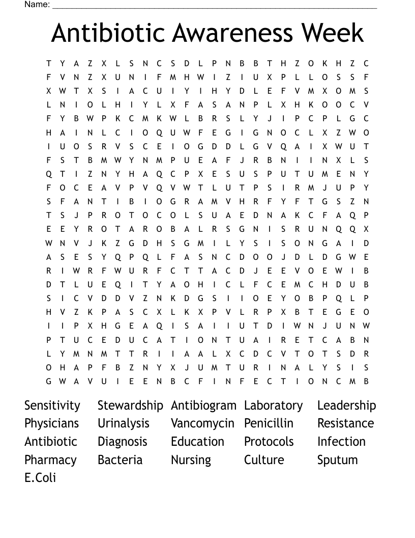 Antibiotic Awareness Week Word Search