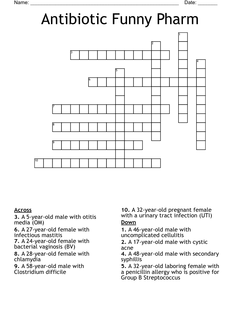 Antibiotic Funny Pharm Crossword