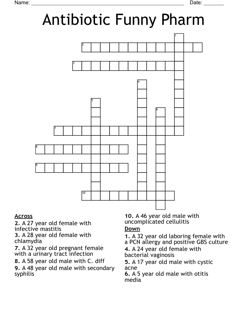 Antibiotic Funny Pharm Crossword