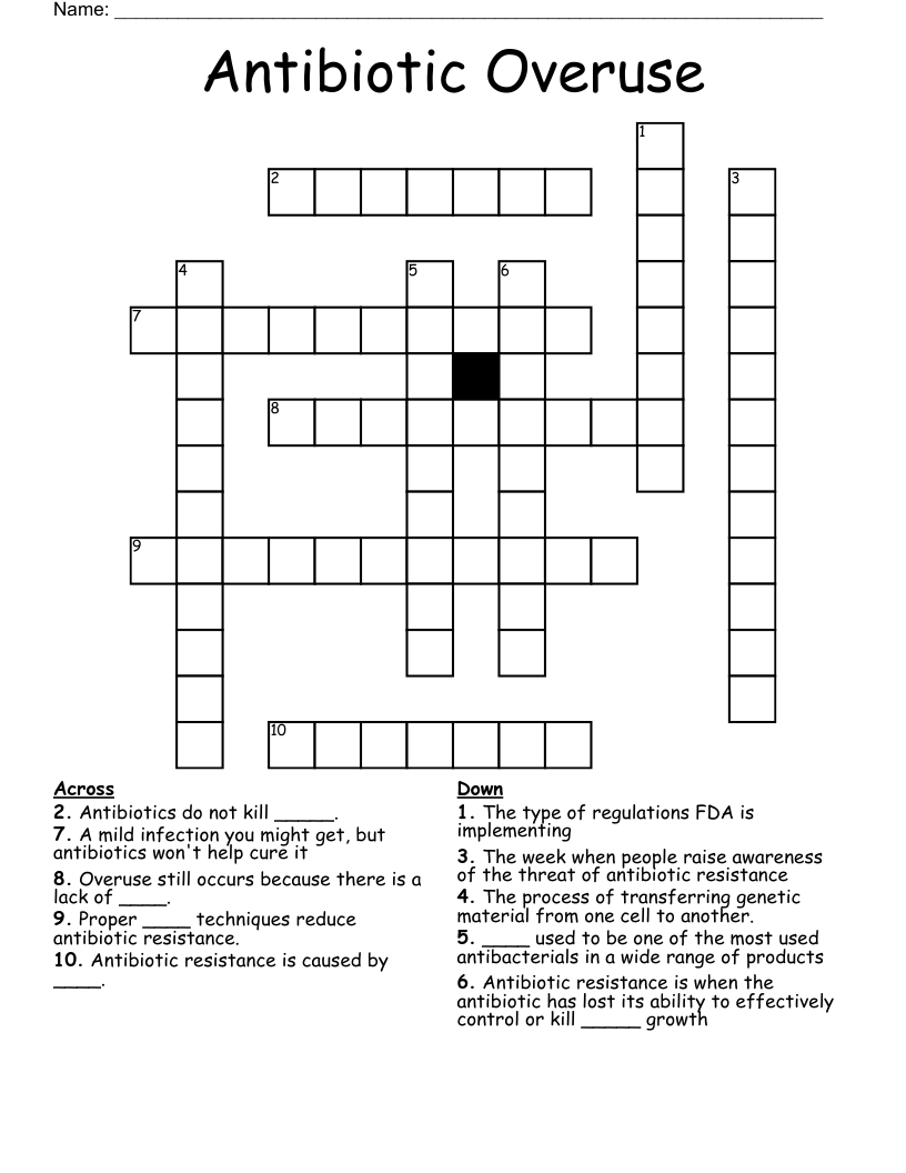 Antibiotic Overuse Crossword