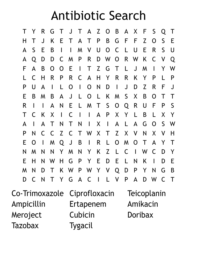 Antibiotic Search Word Search