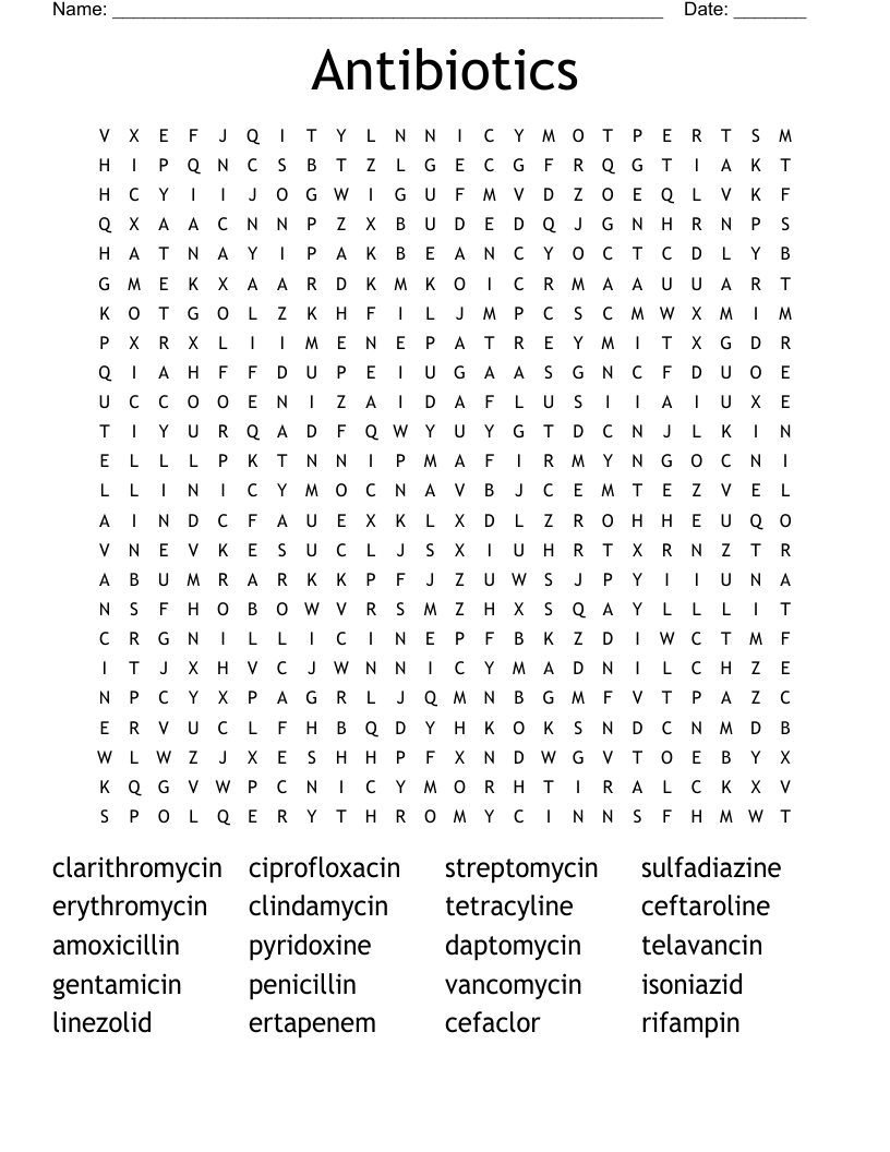 Antibiotics Word Search