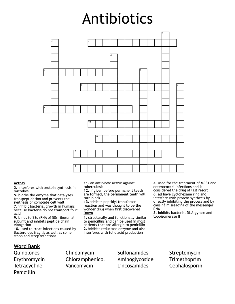 Antibiotics  Crossword