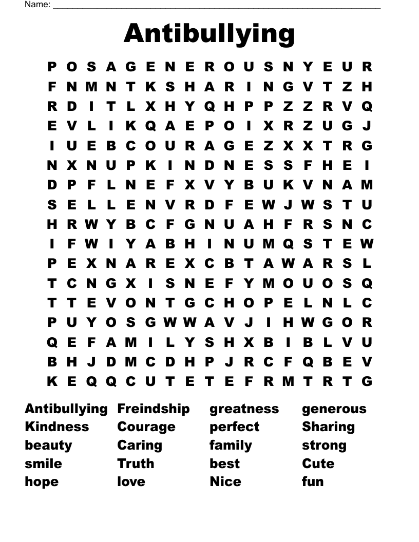 Antibullying Word Search