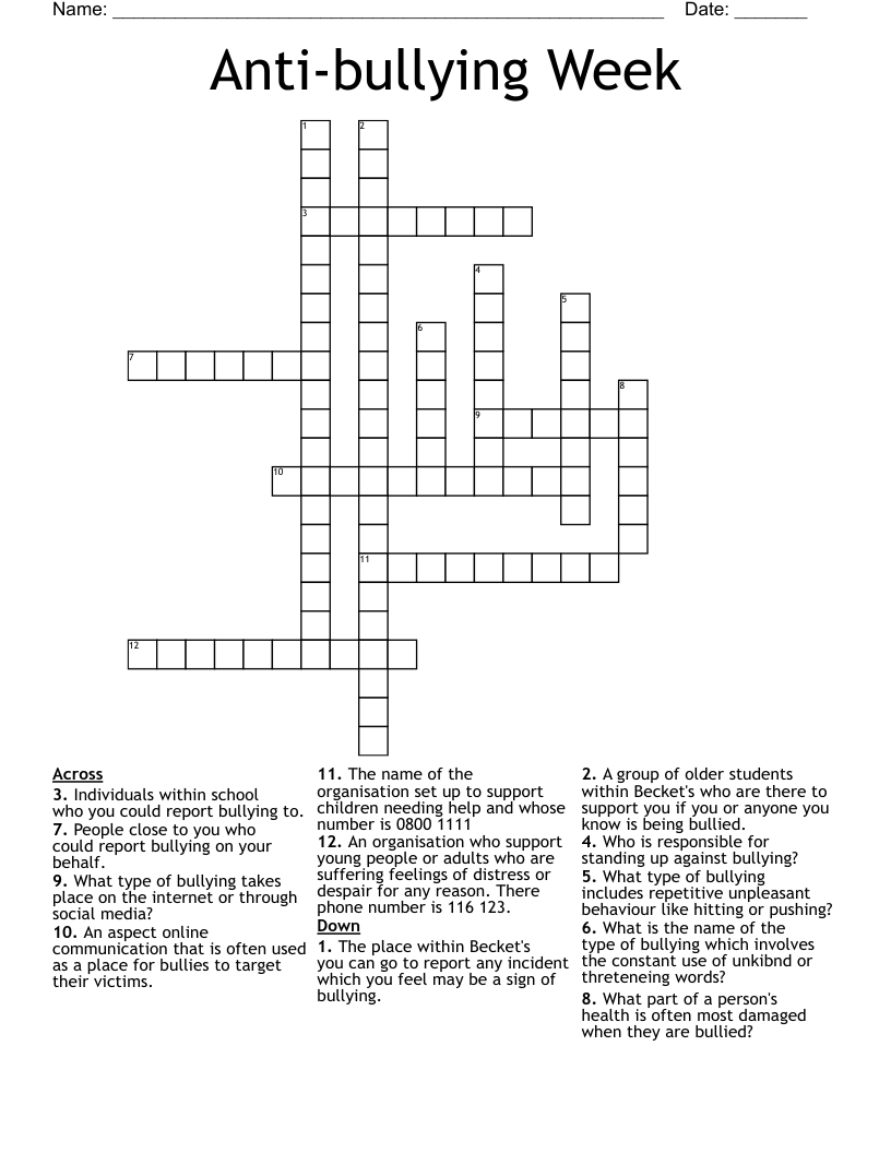 Anti-bullying Week  Crossword