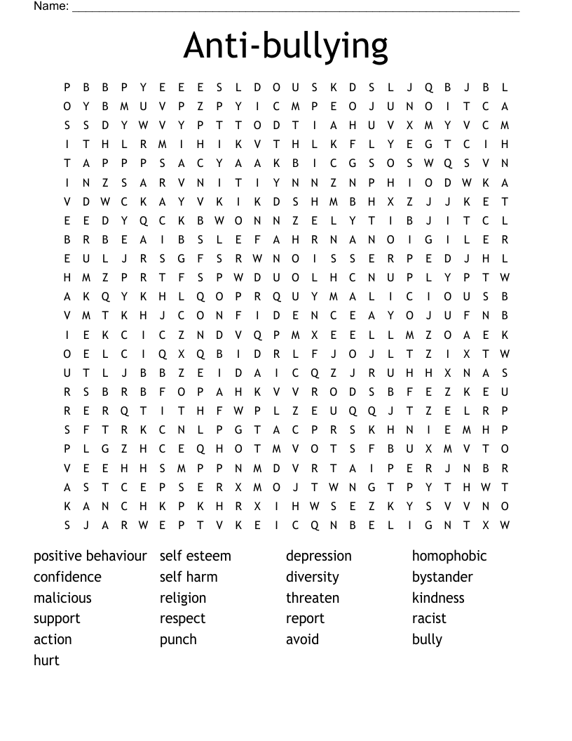 Anti-bullying  Word Search