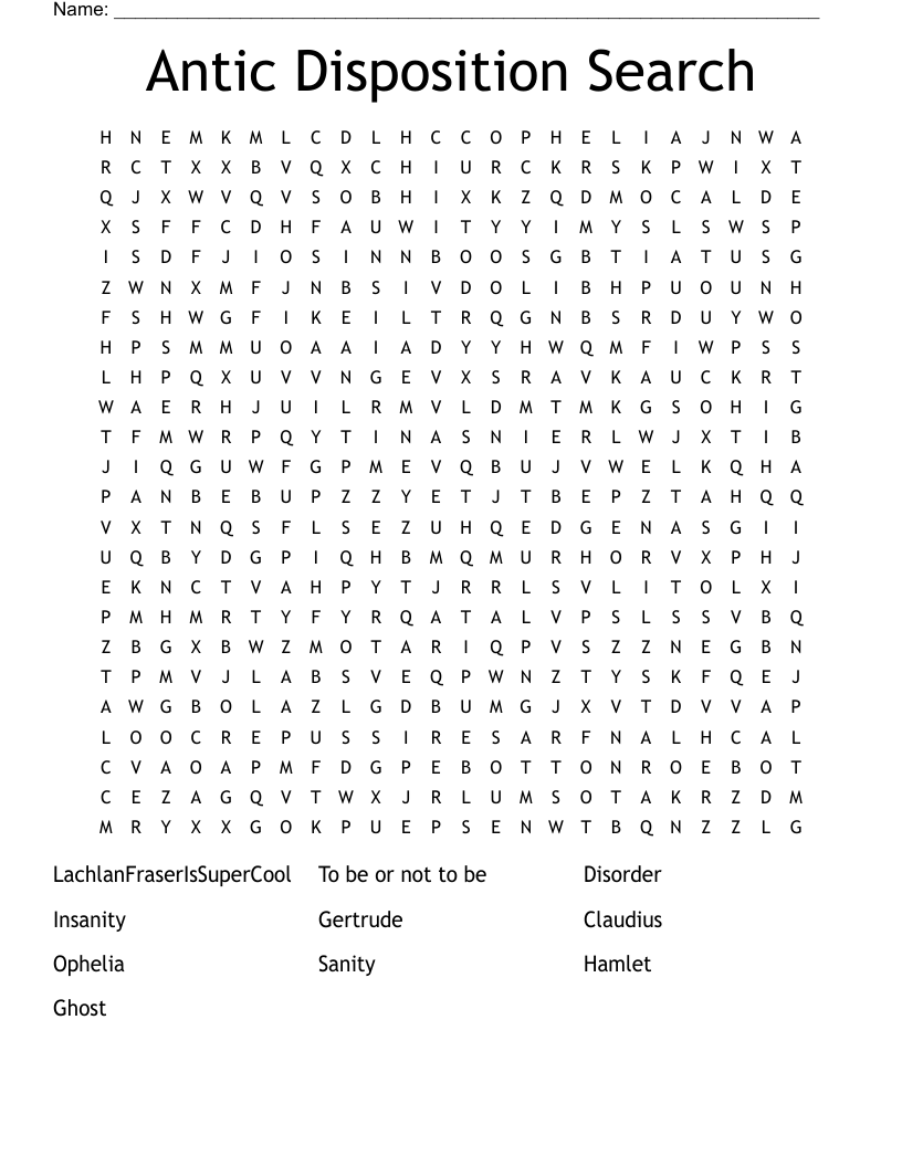 Antic Disposition Search  Word Search