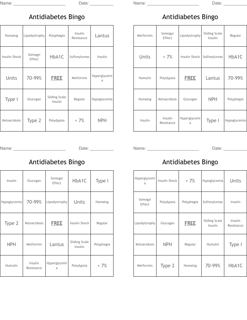 Antidiabetes Bingo