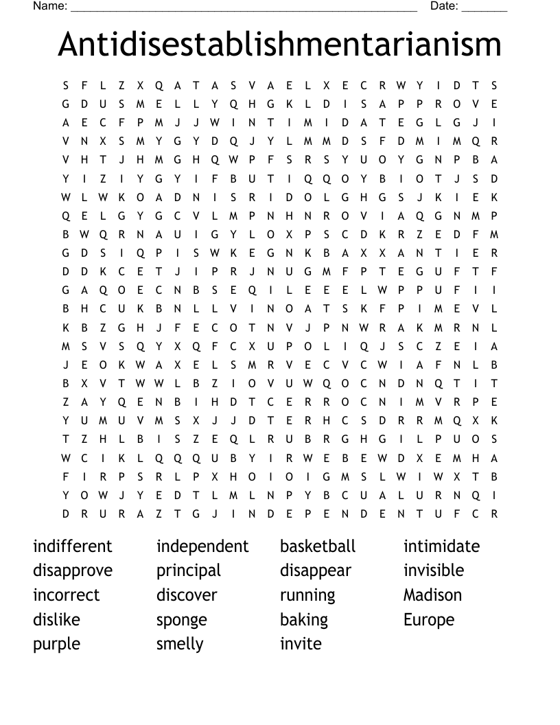 Antidisestablishmentarianism Word Search
