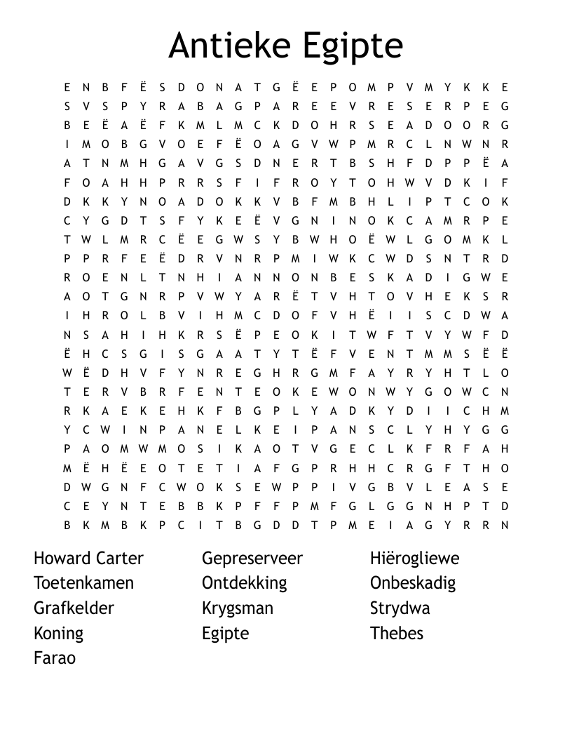 Antieke Egipte Word Search