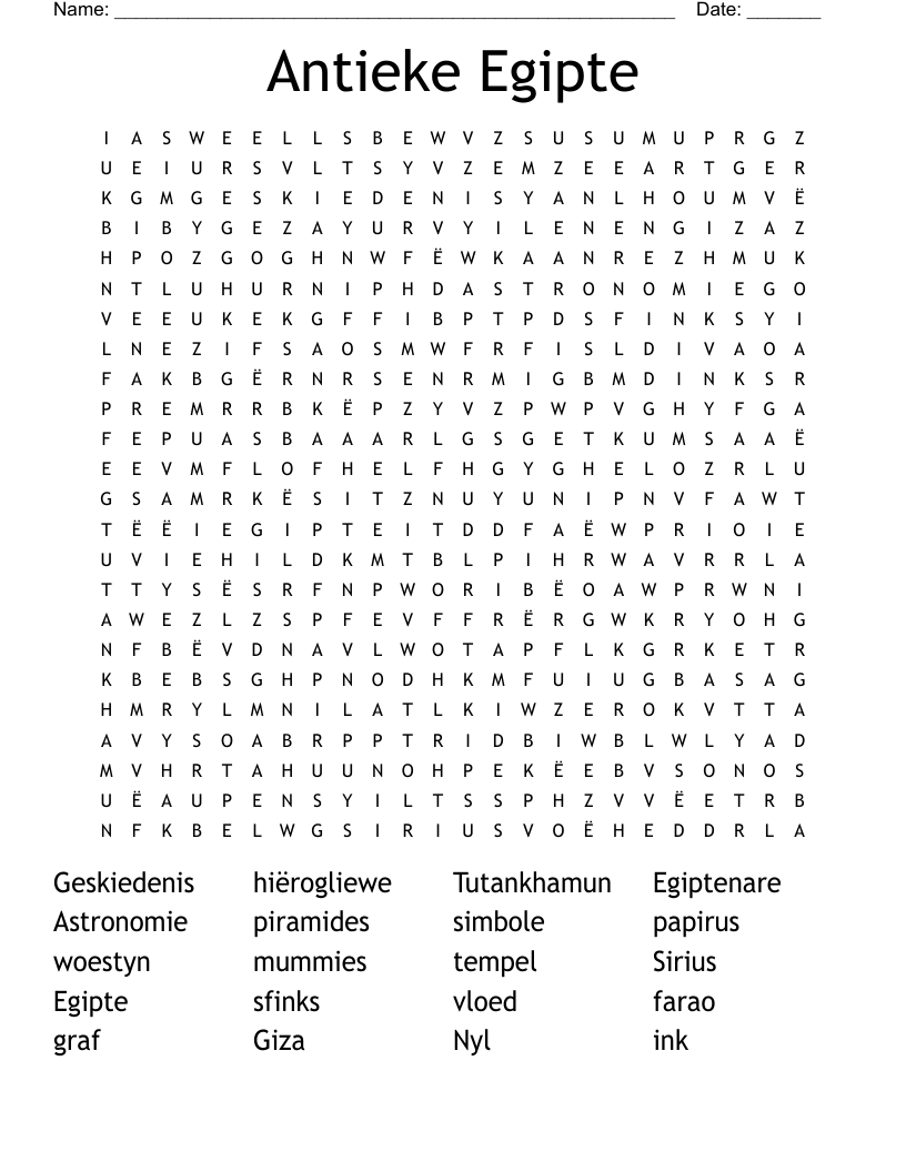 Antieke Egipte Word Search