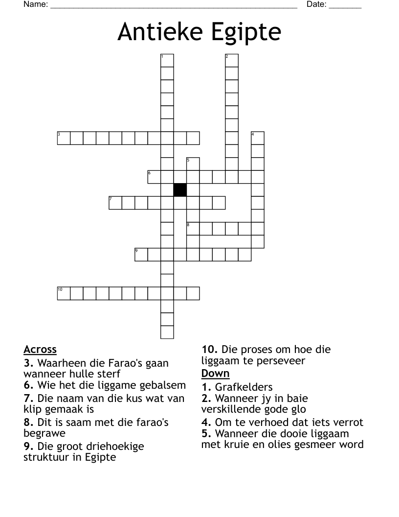 Antieke Egipte Crossword