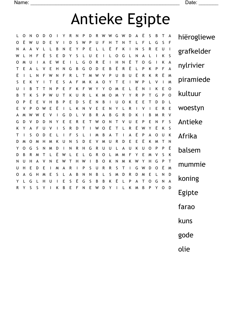 Antieke Egipte Word Search