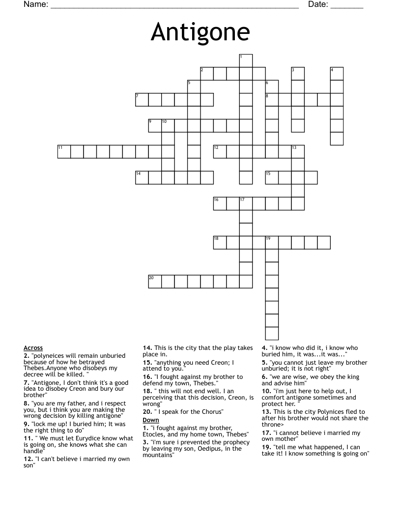 Antigone Crossword