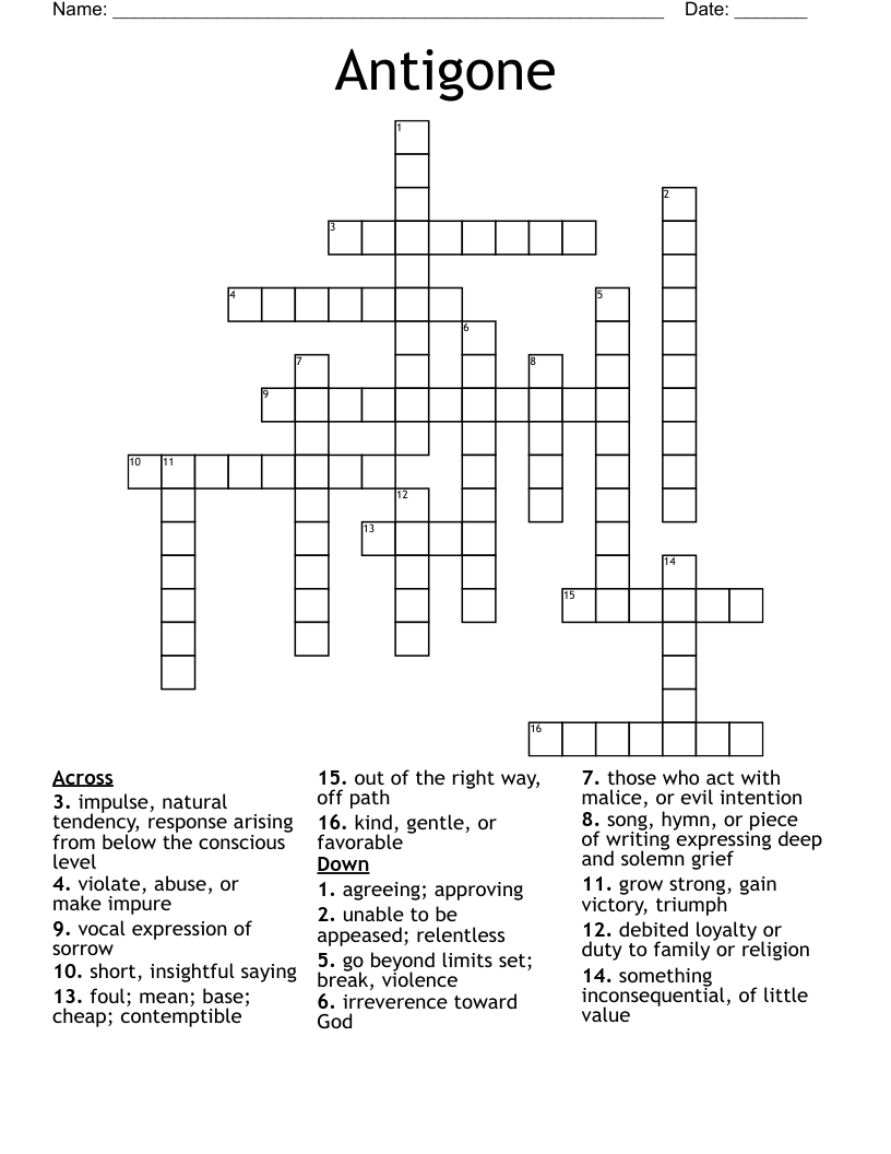 Antigone Crossword