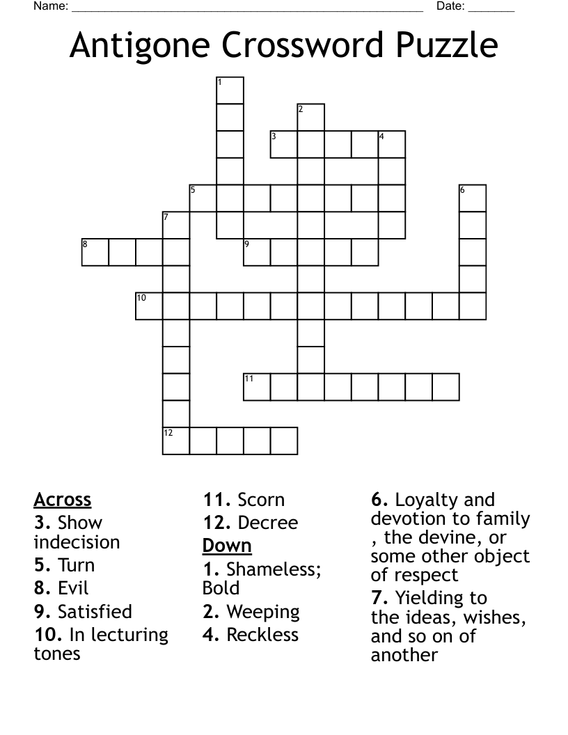 Antigone Crossword Puzzle