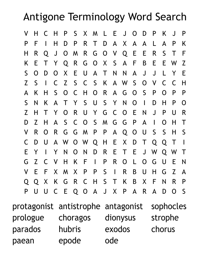 Antigone Terminology Word Search 
