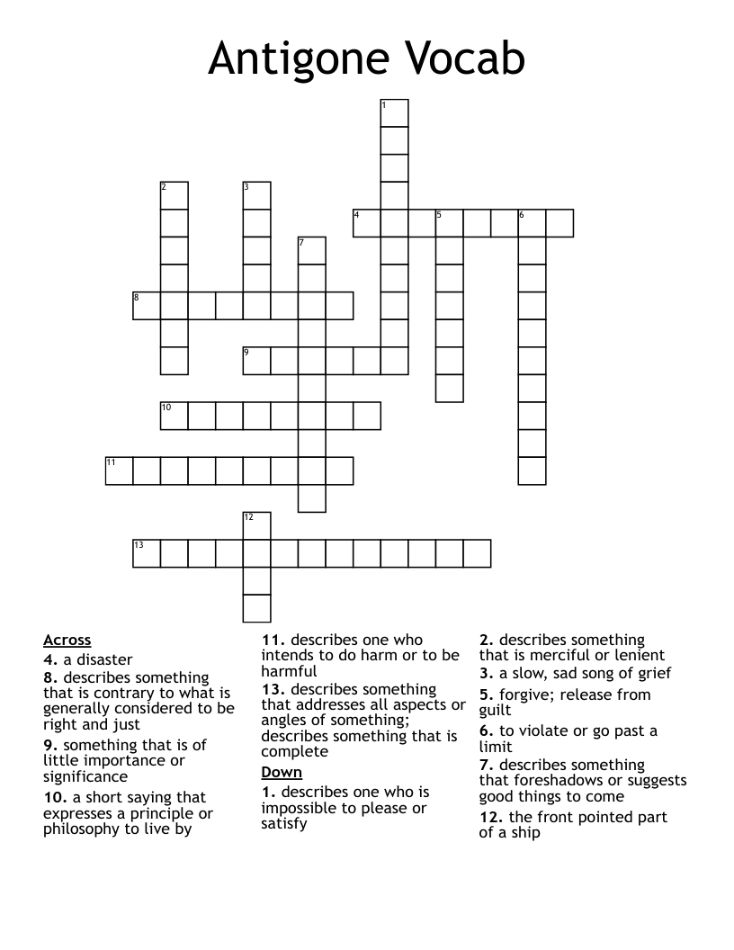 Antigone Vocab Crossword