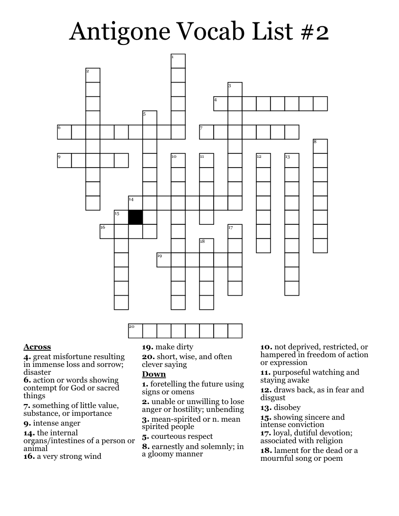 Antigone Vocab List #2 Crossword