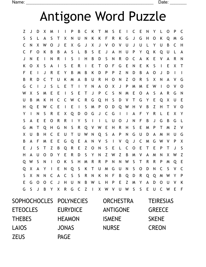 Antigone Word Puzzle Word Search