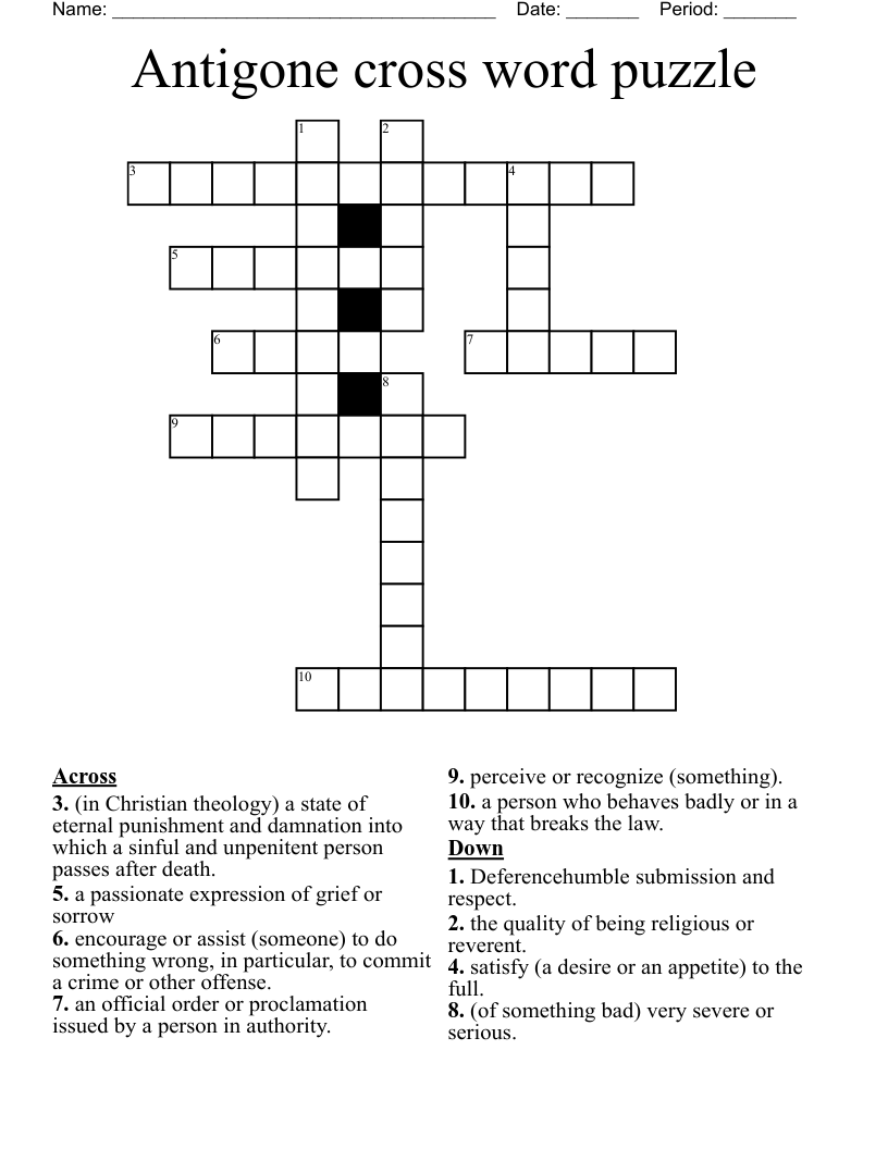 Antigone cross word puzzle