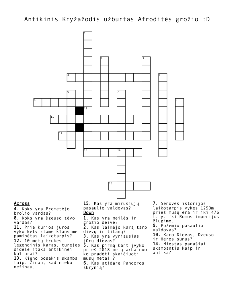 Antikinis Kryžažodis užburtas Afroditės grožio :D Crossword