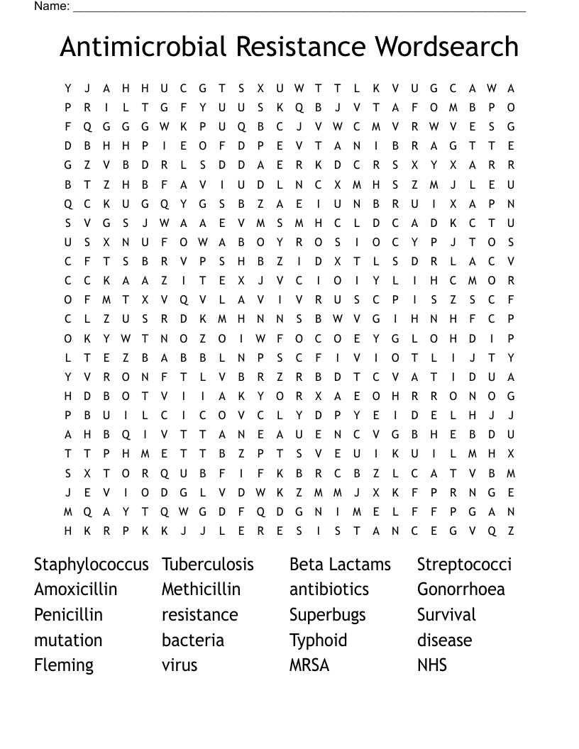 Antimicrobial Resistance Wordsearch