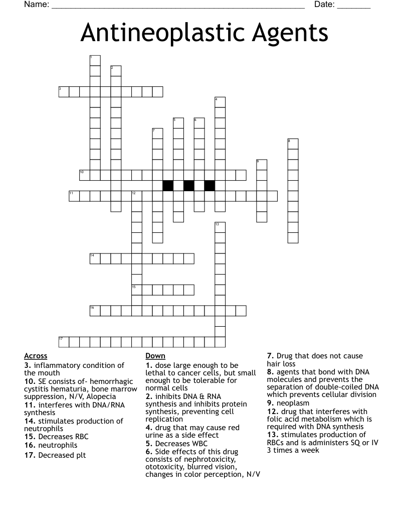 Antineoplastic Agents Crossword