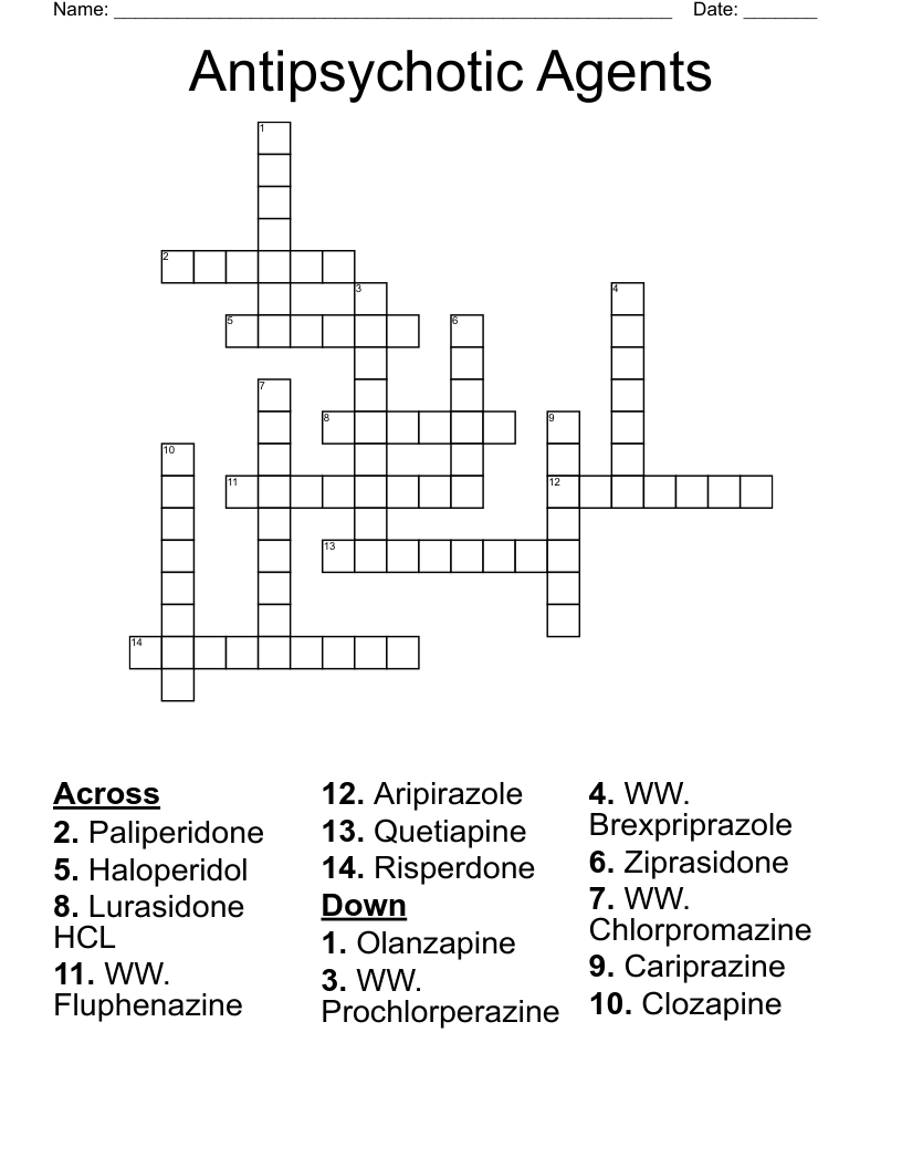 Antipsychotic Agents Crossword