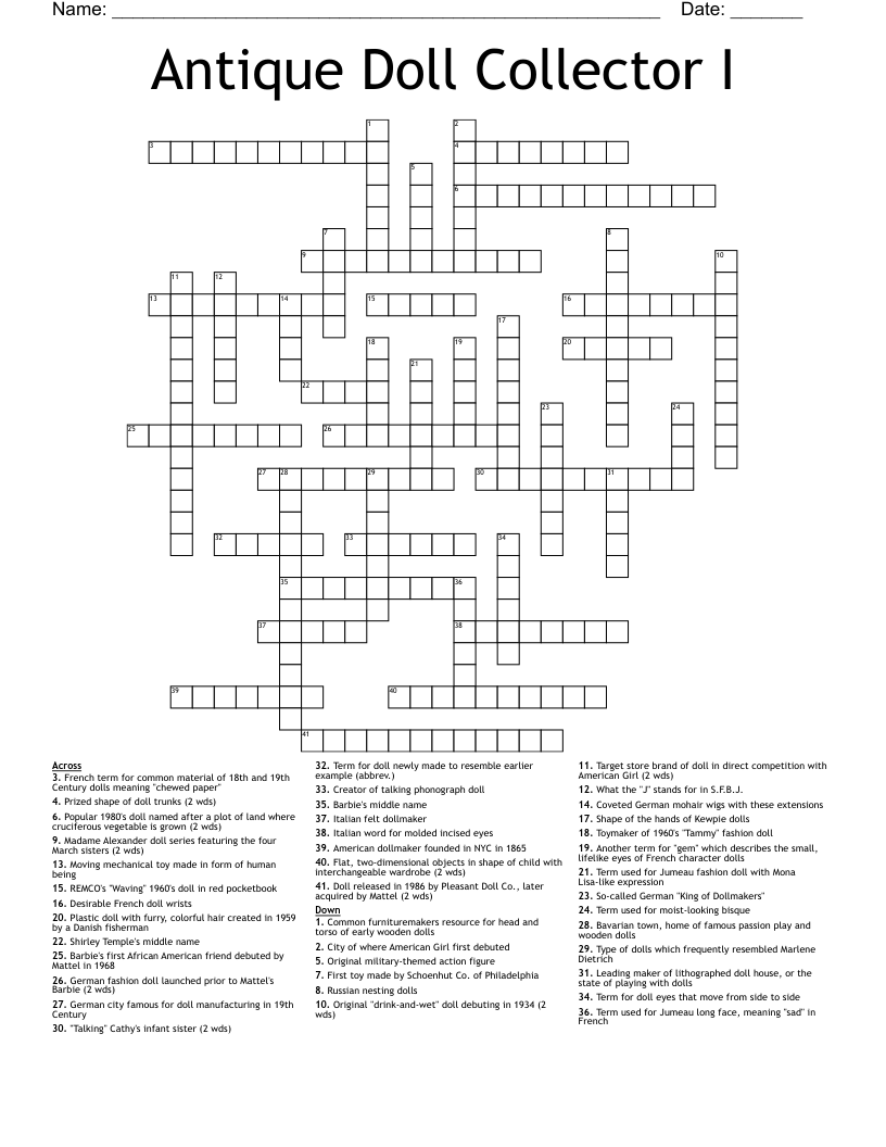 Antique Doll Collector I Crossword