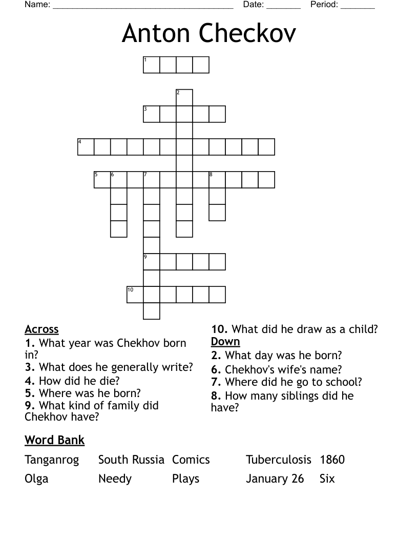Anton Checkov Crossword