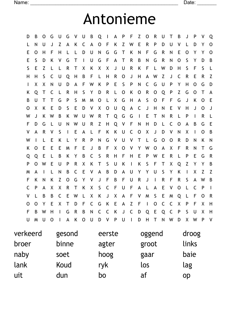 Antonieme Word Search