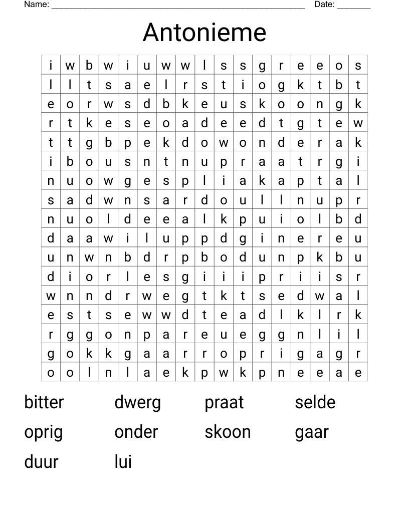 Antonieme Word Search