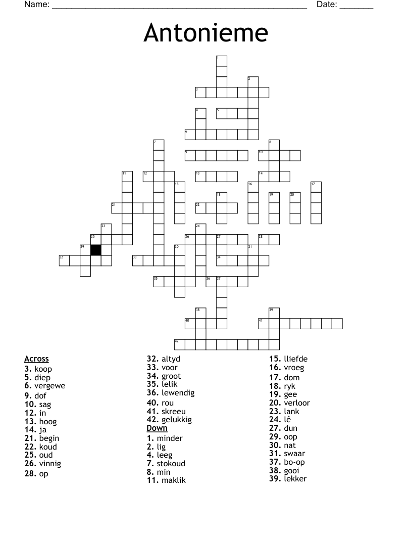 Antonieme Crossword