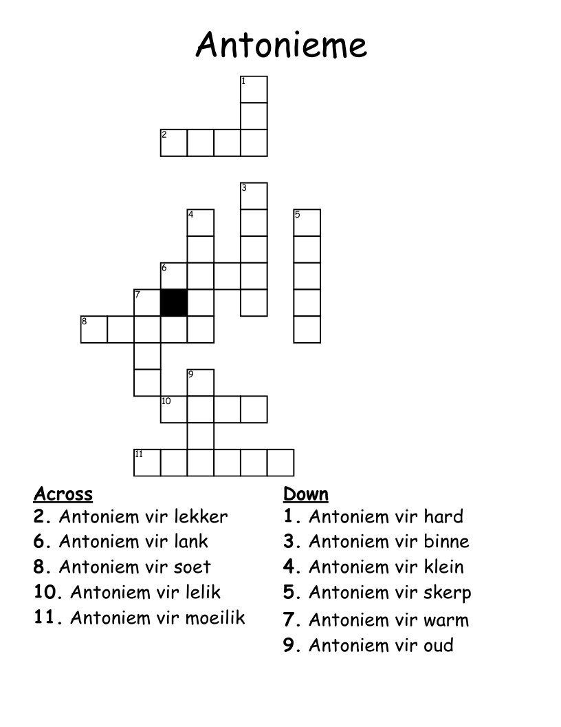 Antonieme Crossword