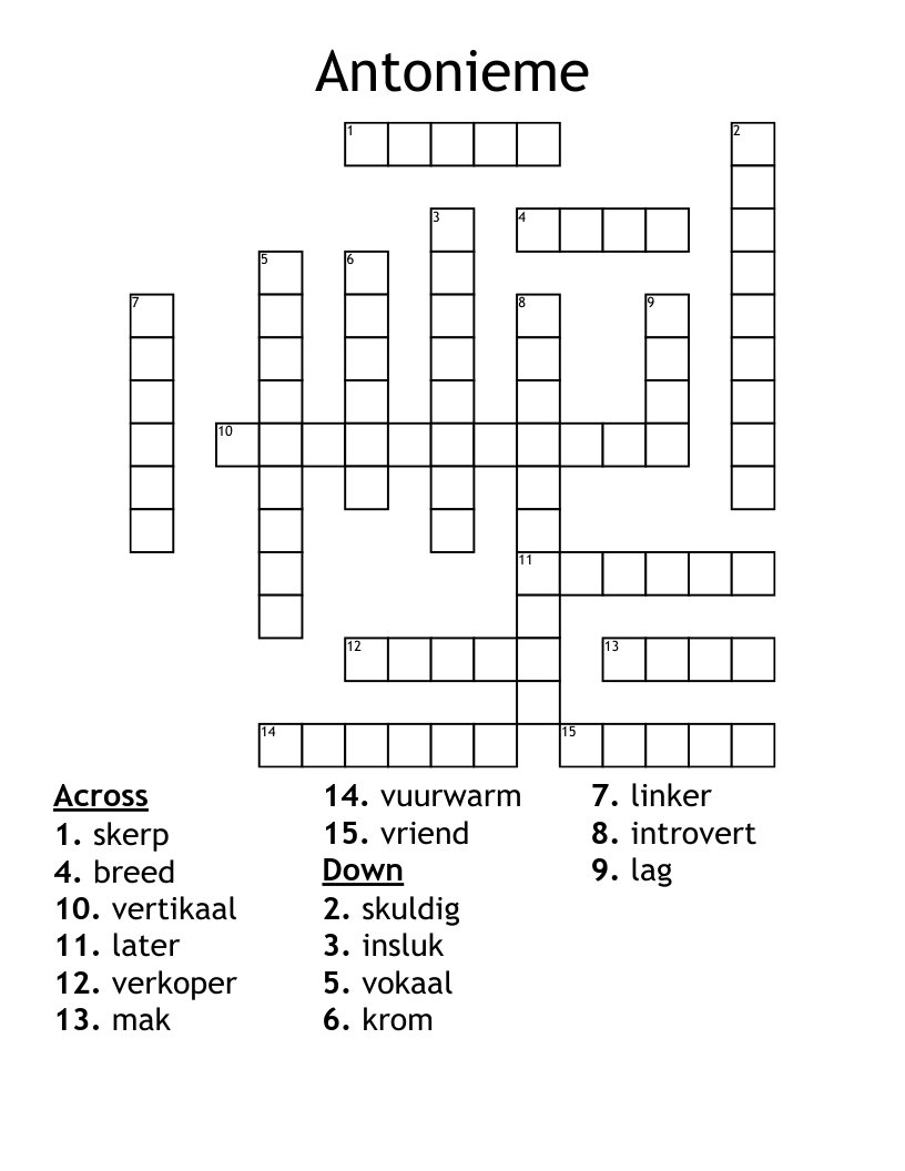 Antonieme Crossword