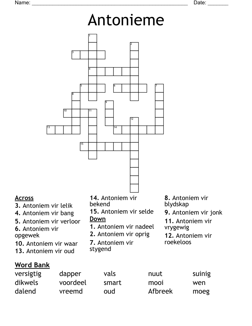 Antonieme Crossword