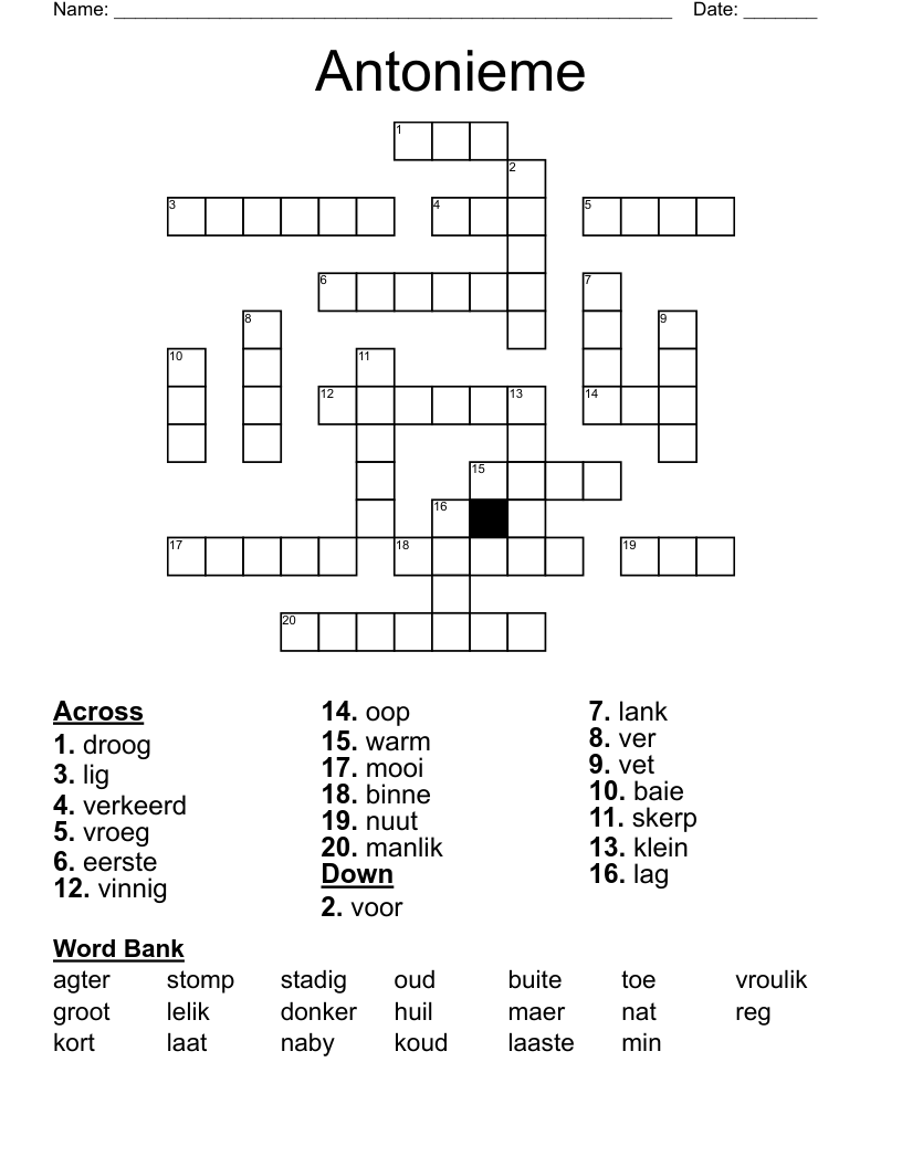 Antonieme Crossword