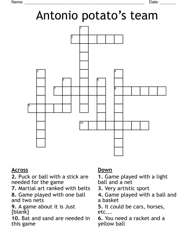 Antonio potato’s team Crossword